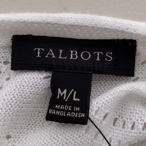 NWT Talbots Coastal Beachy Boho Cotton Blend White Poncho Tunic Top Sz M/L - Picture 10 of 14